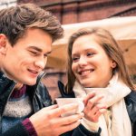 girl and guy drinking coffee