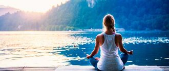 girl meditating by the water