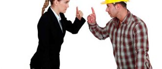 a girl and a man in helmets stand opposite each other with their index fingers raised