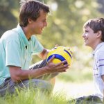 Dad and son in nature