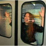 woman in the subway door